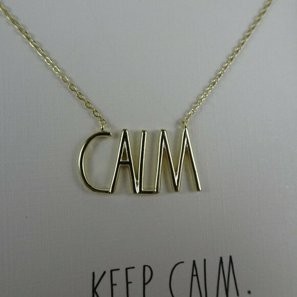 New Rae Dunn "CALM" Necklace 14K Gold Plated - Picture 4 of 7